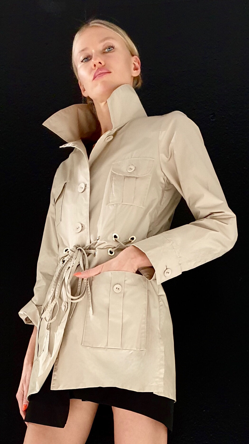 The chic Saharan beige Safari Jacket – Urbahia - Main Image