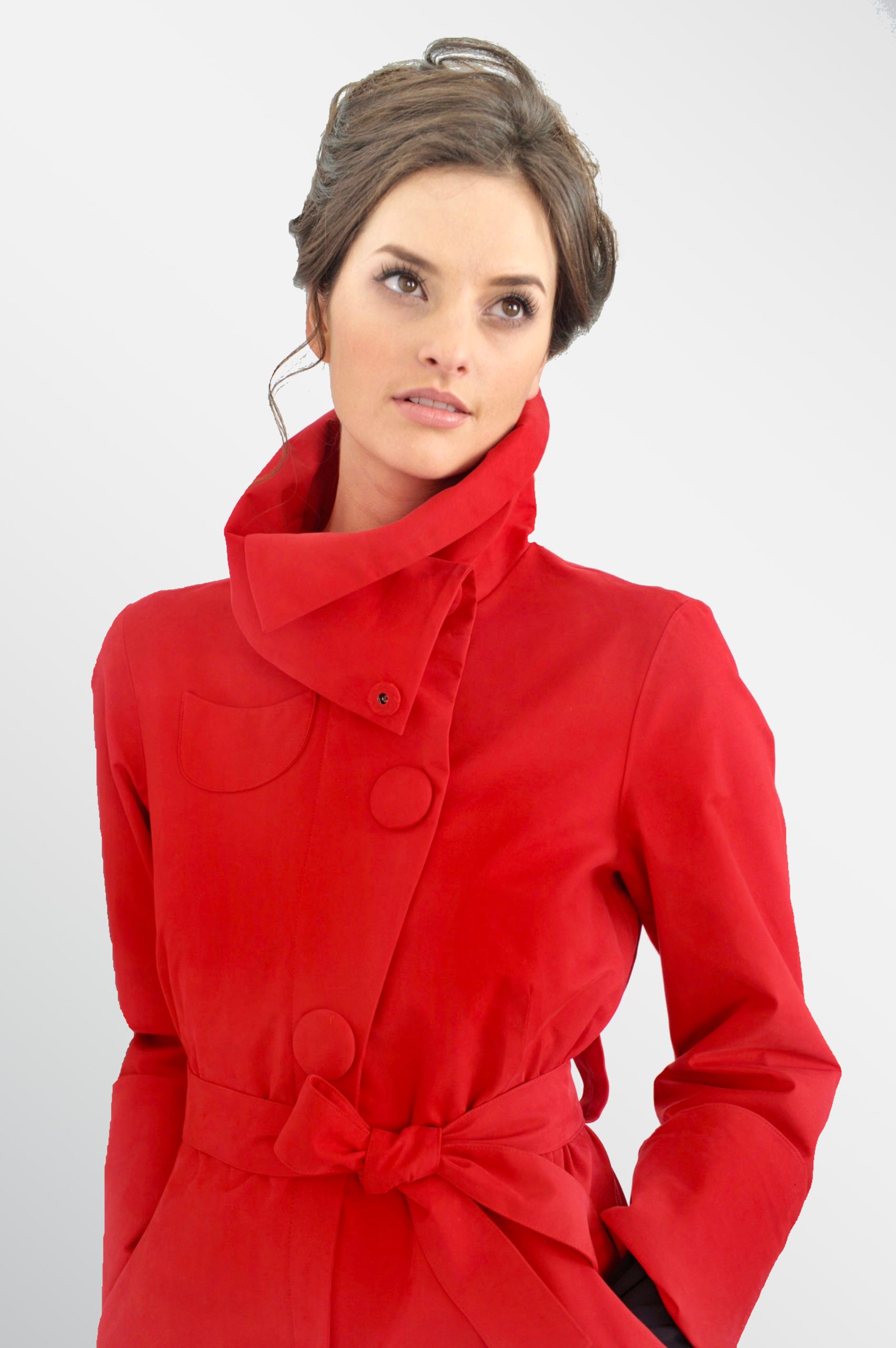 Κόκκινο αδιάβροχο κομψό trench coat "Riding"