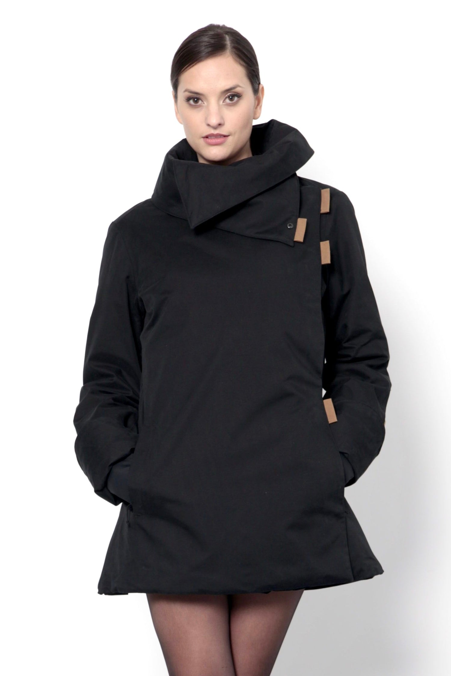 Twiggy black / tobacco waterproof raincoat