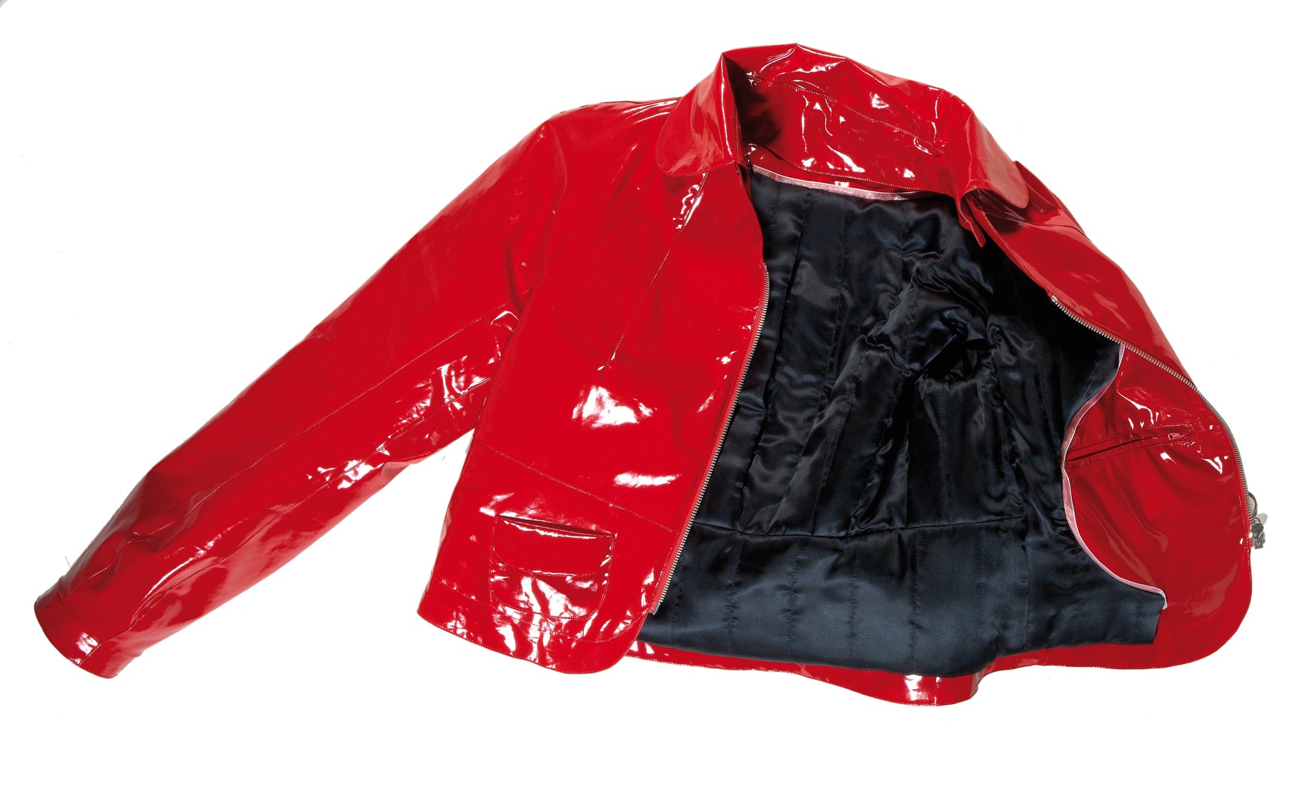 CHARLOTTE VINYL CROPPED RED COAT