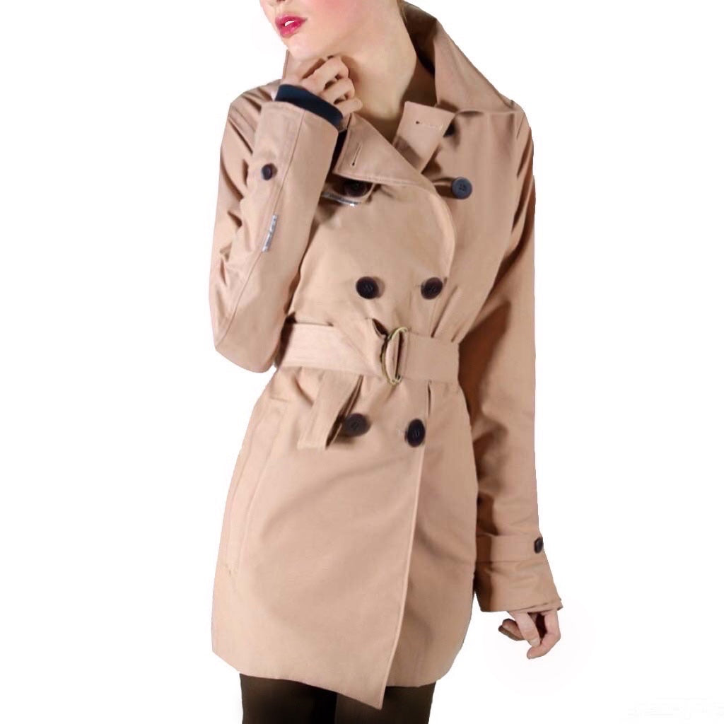 ADRIENNE WARM TAUPE TRENCH COAT